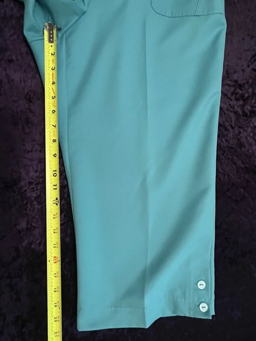 Alfred Dunner 2 Pc Outfit Size L Top 16 Capri Short Pants Summer Set Green Blue